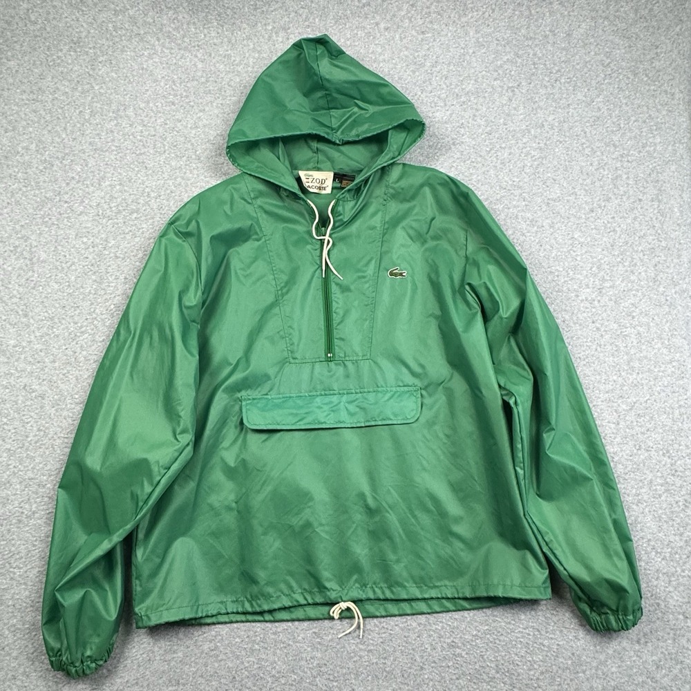 VTG 70's IZOD Lacoste Windbreaker Jacket Large Packable‎ Green Sporty Preppy EUC
